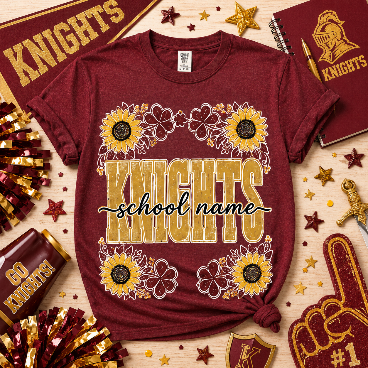 Personalized Floral School Mascot Shirt, Custom Team Spirit T-Shirt – product image 3