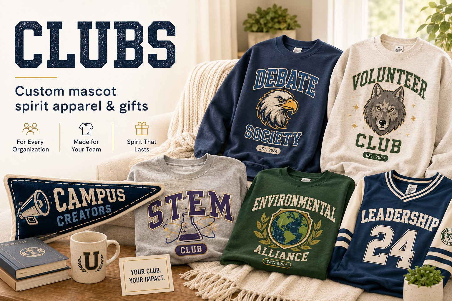 Custom school apparel and gifts in the Clubs collection