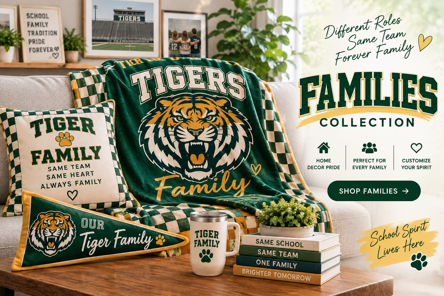Matching personalized school spirit products in the Families collection