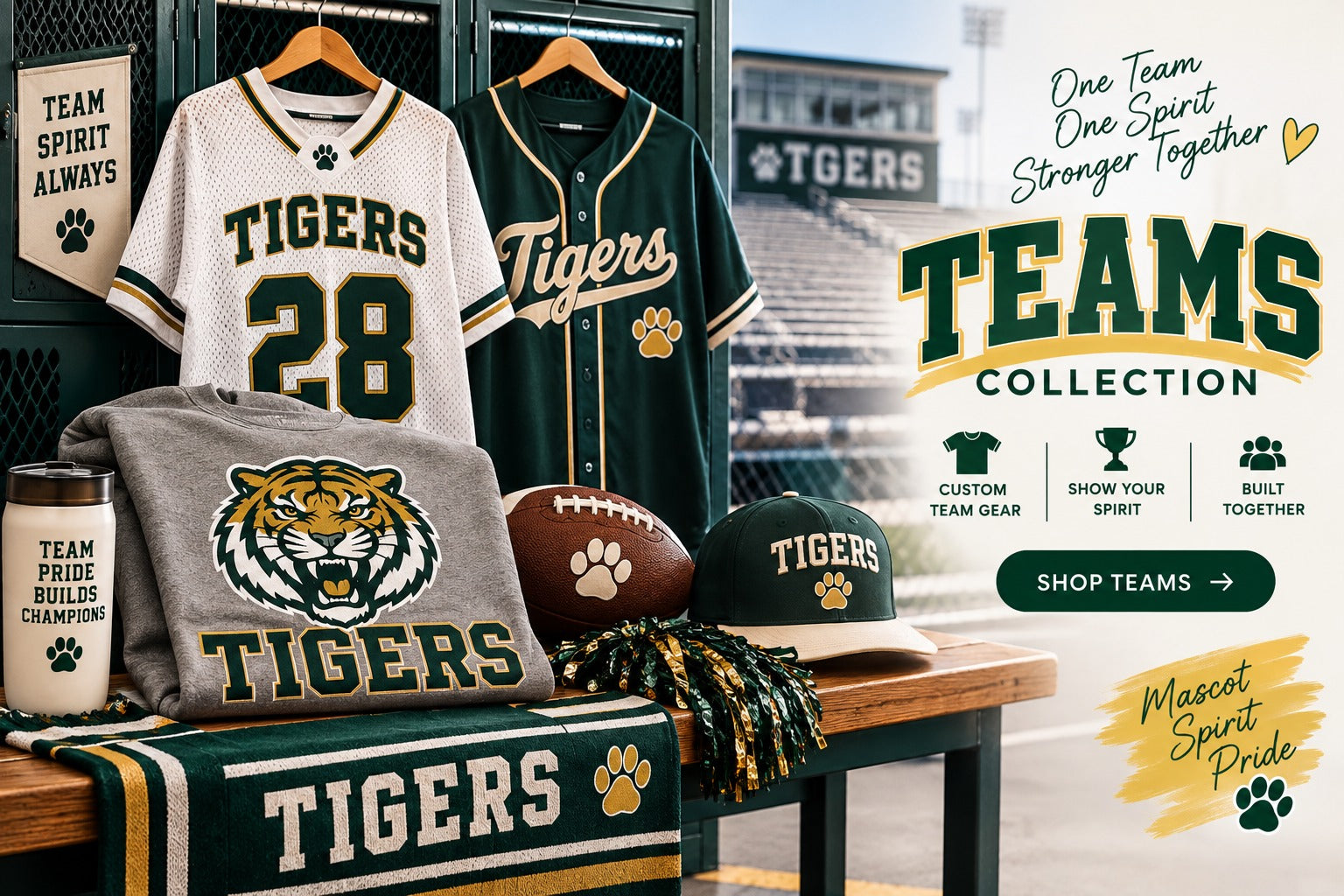 Custom school spirit apparel in the Teams collection
